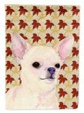 Chihuahua Fall Leaves Portrait House Flag 28x40 Porch Sleeve Pole Decorative Outside Yard Banner Artwork Wall Hanging, Polyester