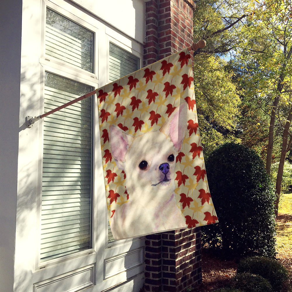 Chihuahua Fall Leaves Portrait House Flag 28x40 Porch Sleeve Pole Decorative Outside Yard Banner Artwork Wall Hanging, Polyester