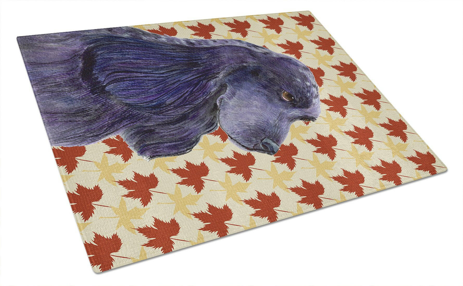 Cocker Spaniel Fall Leaves Portrait Cutting Board Tempered Glass Kitchen Cutting Surface, Heat Resistant Chopping, Non-Slip Feet, Food Prep & Serving
