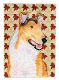 Collie Smooth Fall Leaves Portrait House Flag 28x40 Porch Sleeve Pole Decorative Outside Yard Banner Artwork Wall Hanging, Polyester