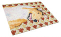 Collie Smooth Fall Leaves Portrait Cutting Board Tempered Glass Kitchen Cutting Surface, Heat Resistant Chopping, Non-Slip Feet, Food Prep & Serving