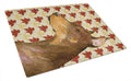 Doberman Fall Leaves Portrait Cutting Board Tempered Glass Kitchen Cutting Surface, Heat Resistant Chopping, Non-Slip Feet, Food Prep & Serving
