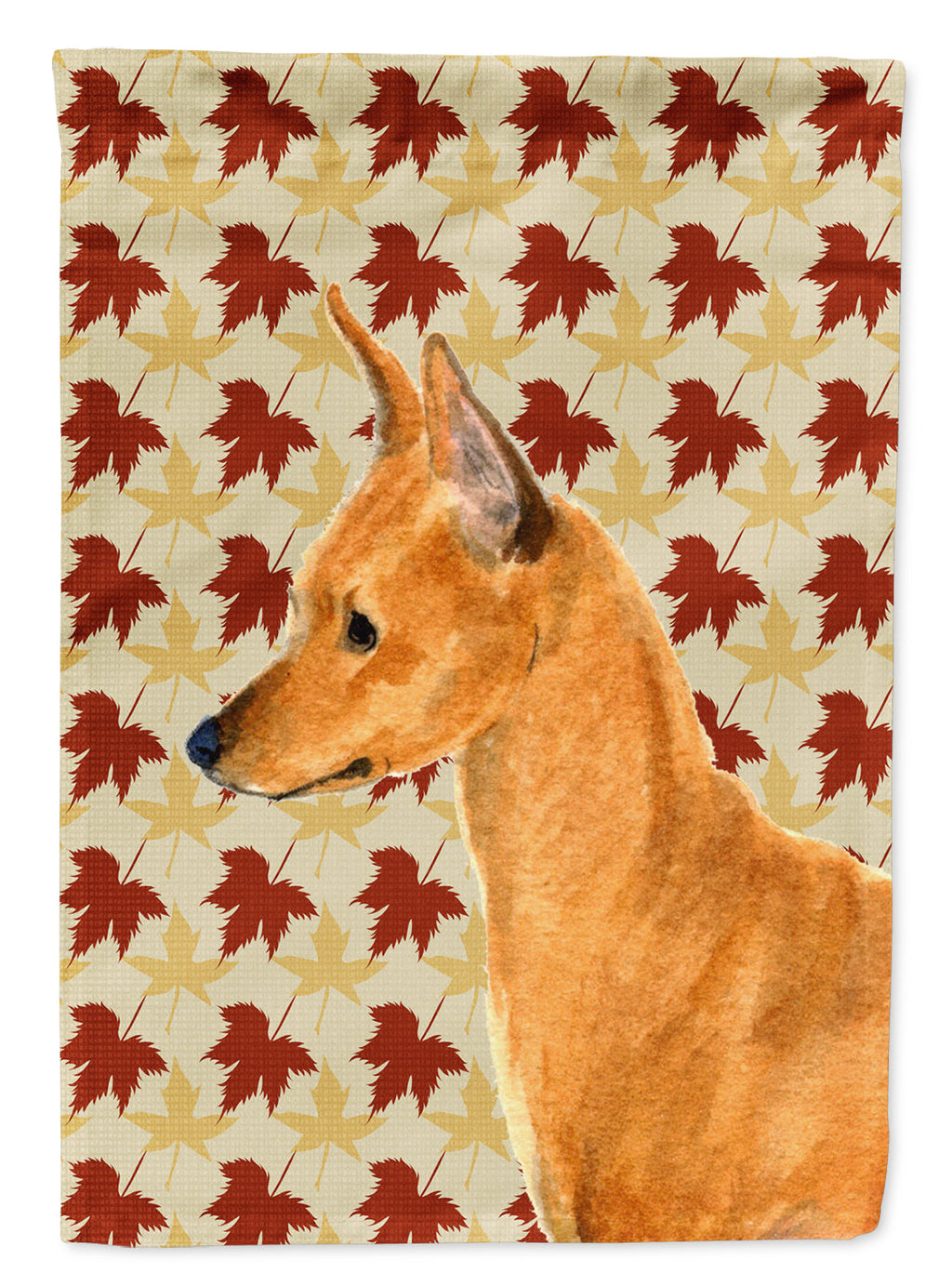 Min Pin Fall Leaves Portrait House Flag 28x40 Porch Sleeve Pole Decorative Outside Yard Banner Artwork Wall Hanging, Polyester