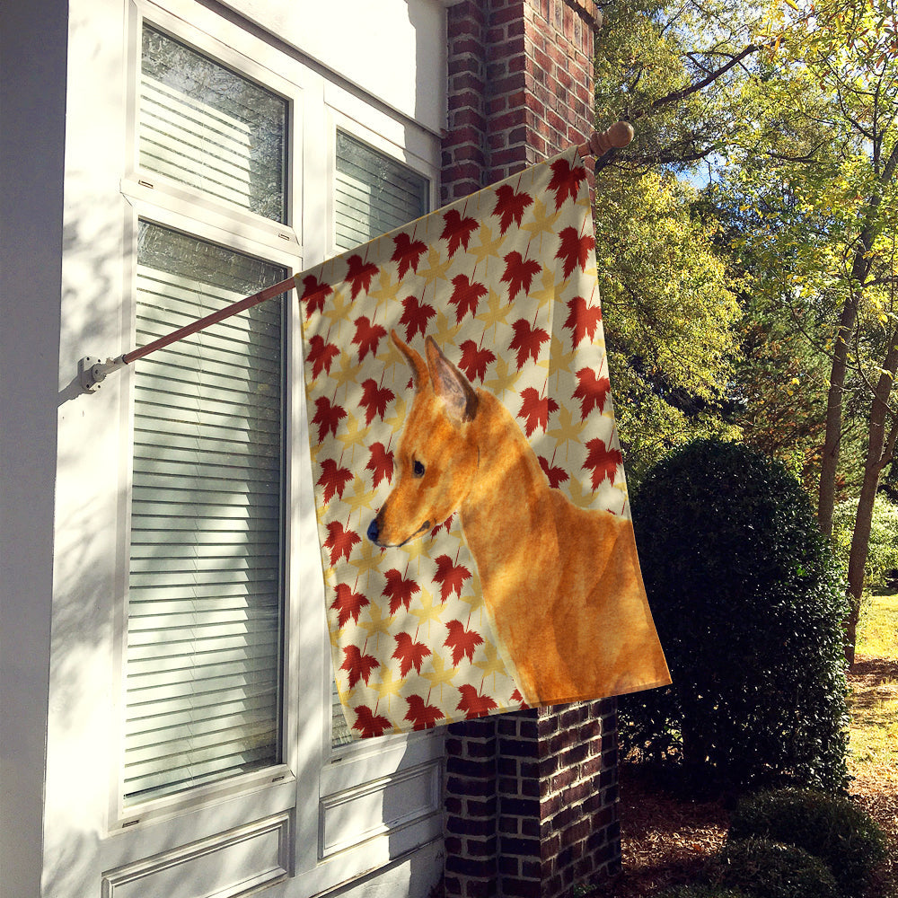 Min Pin Fall Leaves Portrait House Flag 28x40 Porch Sleeve Pole Decorative Outside Yard Banner Artwork Wall Hanging, Polyester