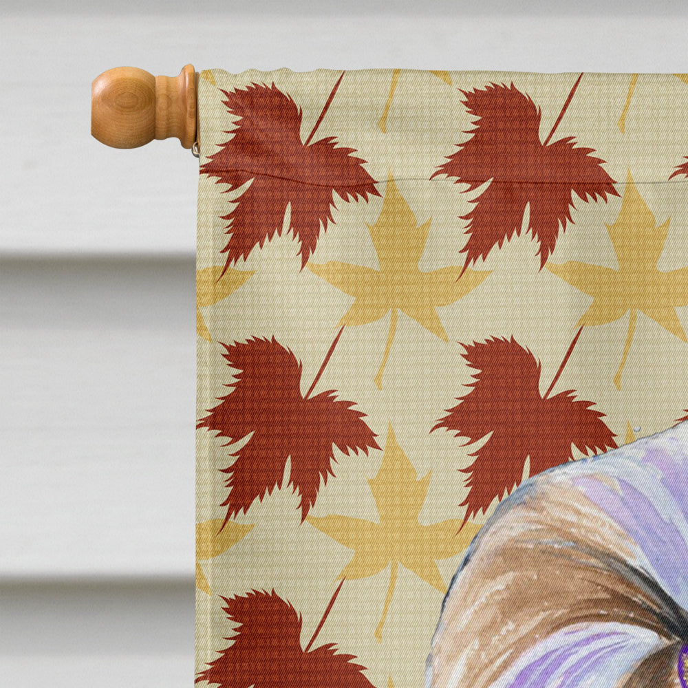 Shih Tzu Fall Leaves Portrait House Flag 28x40 Porch Sleeve Pole Decorative Outside Yard Banner Artwork Wall Hanging, Polyester