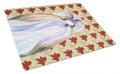 Shih Tzu Fall Leaves Portrait Cutting Board Tempered Glass Kitchen Cutting Surface, Heat Resistant Chopping, Non-Slip Feet, Food Prep & Serving