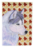 Siberian Husky Fall Leaves Portrait House Flag 28x40 Porch Sleeve Pole Decorative Outside Yard Banner Artwork Wall Hanging, Polyester