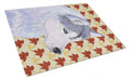 Siberian Husky Fall Leaves Portrait Cutting Board Tempered Glass Kitchen Cutting Surface, Heat Resistant Chopping, Non-Slip Feet, Food Prep & Serving