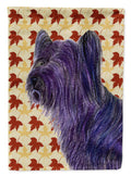 Skye Terrier Fall Leaves Portrait House Flag 28x40 Porch Sleeve Pole Decorative Outside Yard Banner Artwork Wall Hanging, Polyester