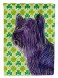 Skye Terrier St. Patrick's Day Shamrock Portrait House Flag 28x40 Porch Sleeve Pole Decorative Outside Yard Banner Artwork Wall Hanging, Polyester