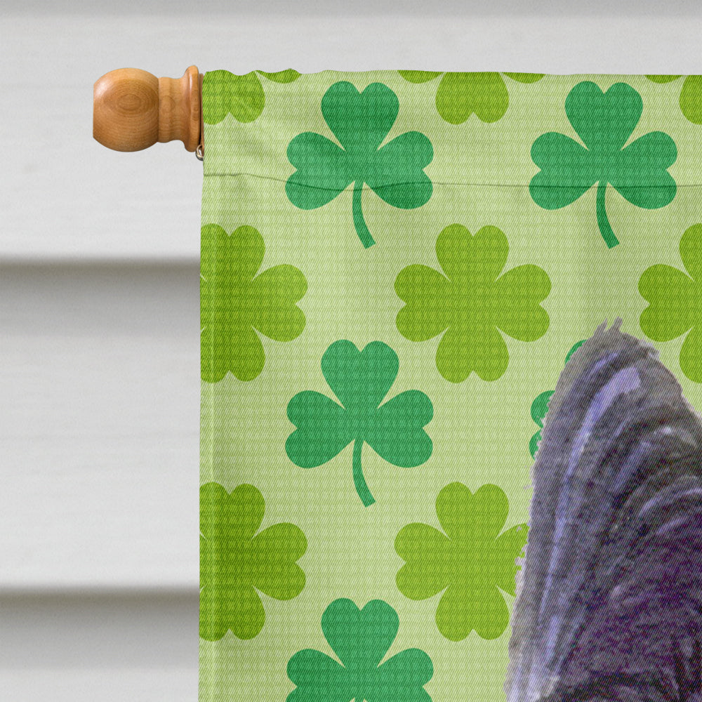 Skye Terrier St. Patrick's Day Shamrock Portrait House Flag 28x40 Porch Sleeve Pole Decorative Outside Yard Banner Artwork Wall Hanging, Polyester
