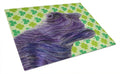 Skye Terrier St. Patrick's Day Shamrock Portrait Cutting Board Tempered Glass Kitchen Cutting Surface, Heat Resistant Chopping, Non-Slip Feet, Food Prep & Serving