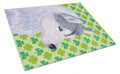 Siberian Husky St. Patrick's Day Shamrock Portrait Cutting Board Tempered Glass Kitchen Cutting Surface, Heat Resistant Chopping, Non-Slip Feet, Food Prep & Serving