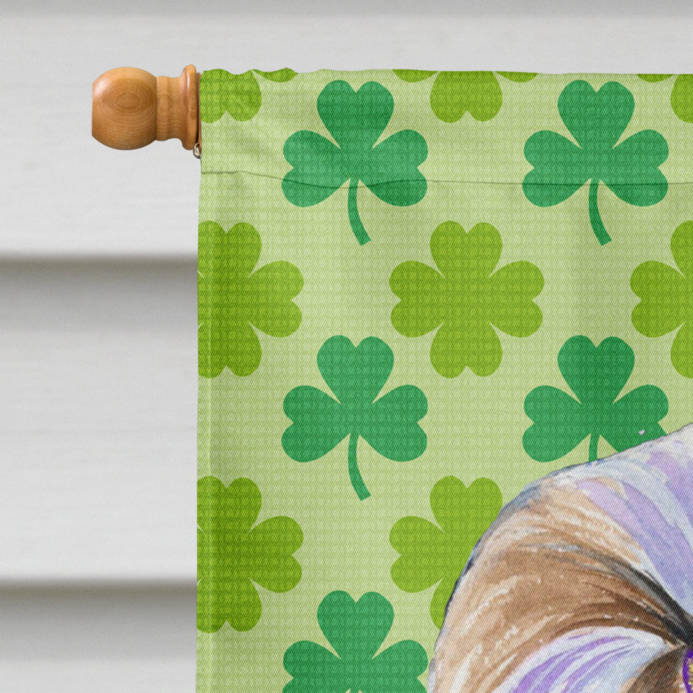 Shih Tzu St. Patrick's Day Shamrock Portrait House Flag 28x40 Porch Sleeve Pole Decorative Outside Yard Banner Artwork Wall Hanging, Polyester