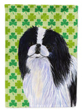 Japanese Chin St. Patrick's Day Shamrock Portrait House Flag 28x40 Porch Sleeve Pole Decorative Outside Yard Banner Artwork Wall Hanging, Polyester