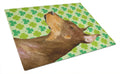 Doberman St. Patrick's Day Shamrock Portrait Cutting Board Tempered Glass Kitchen Cutting Surface, Heat Resistant Chopping, Non-Slip Feet, Food Prep & Serving