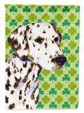 Dalmatian St. Patrick's Day Shamrock Portrait House Flag 28x40 Porch Sleeve Pole Decorative Outside Yard Banner Artwork Wall Hanging, Polyester
