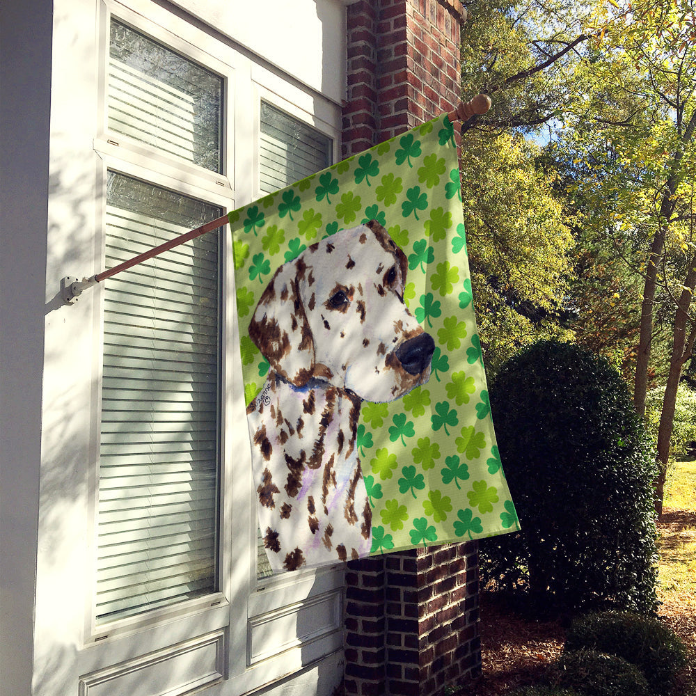 Dalmatian St. Patrick's Day Shamrock Portrait House Flag 28x40 Porch Sleeve Pole Decorative Outside Yard Banner Artwork Wall Hanging, Polyester