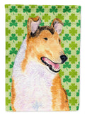 Collie Smooth St. Patrick's Day Shamrock Portrait House Flag 28x40 Porch Sleeve Pole Decorative Outside Yard Banner Artwork Wall Hanging, Polyester