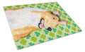 Collie Smooth St. Patrick's Day Shamrock Portrait Cutting Board Tempered Glass Kitchen Cutting Surface, Heat Resistant Chopping, Non-Slip Feet, Food Prep & Serving