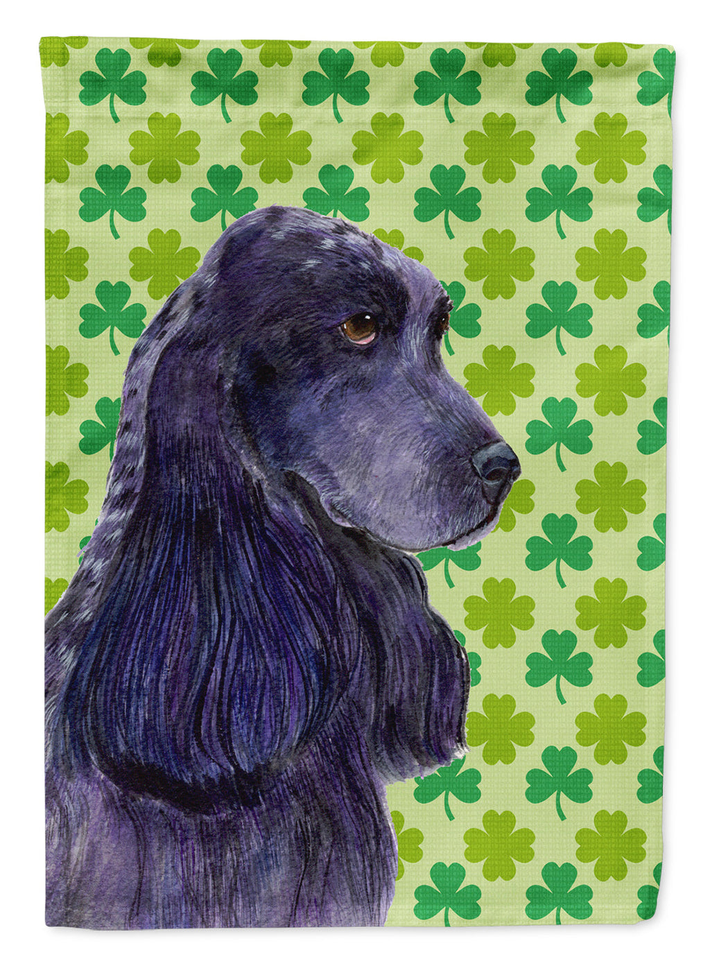 Cocker Spaniel St. Patrick's Day Shamrock Portrait House Flag 28x40 Porch Sleeve Pole Decorative Outside Yard Banner Artwork Wall Hanging, Polyester