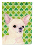 Chihuahua St. Patrick's Day Shamrock Portrait House Flag 28x40 Porch Sleeve Pole Decorative Outside Yard Banner Artwork Wall Hanging, Polyester
