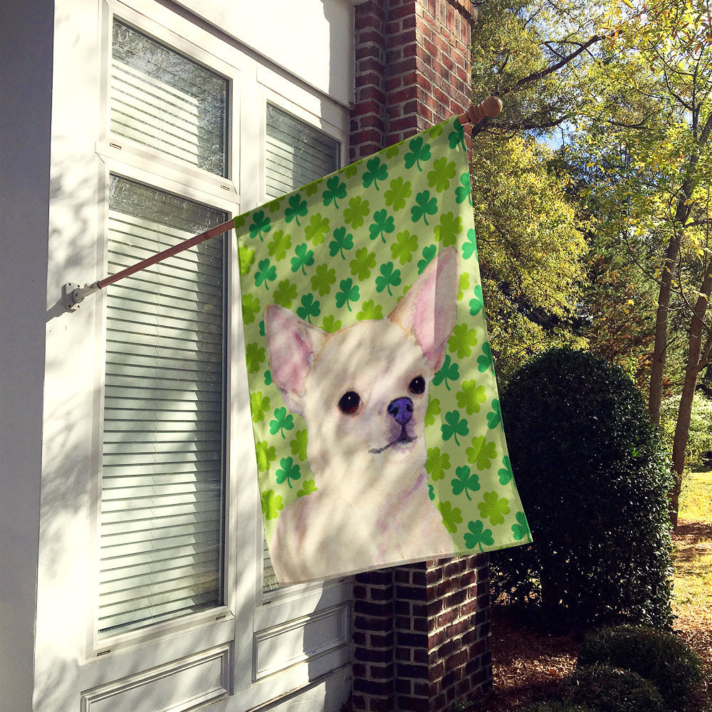 Chihuahua St. Patrick's Day Shamrock Portrait House Flag 28x40 Porch Sleeve Pole Decorative Outside Yard Banner Artwork Wall Hanging, Polyester