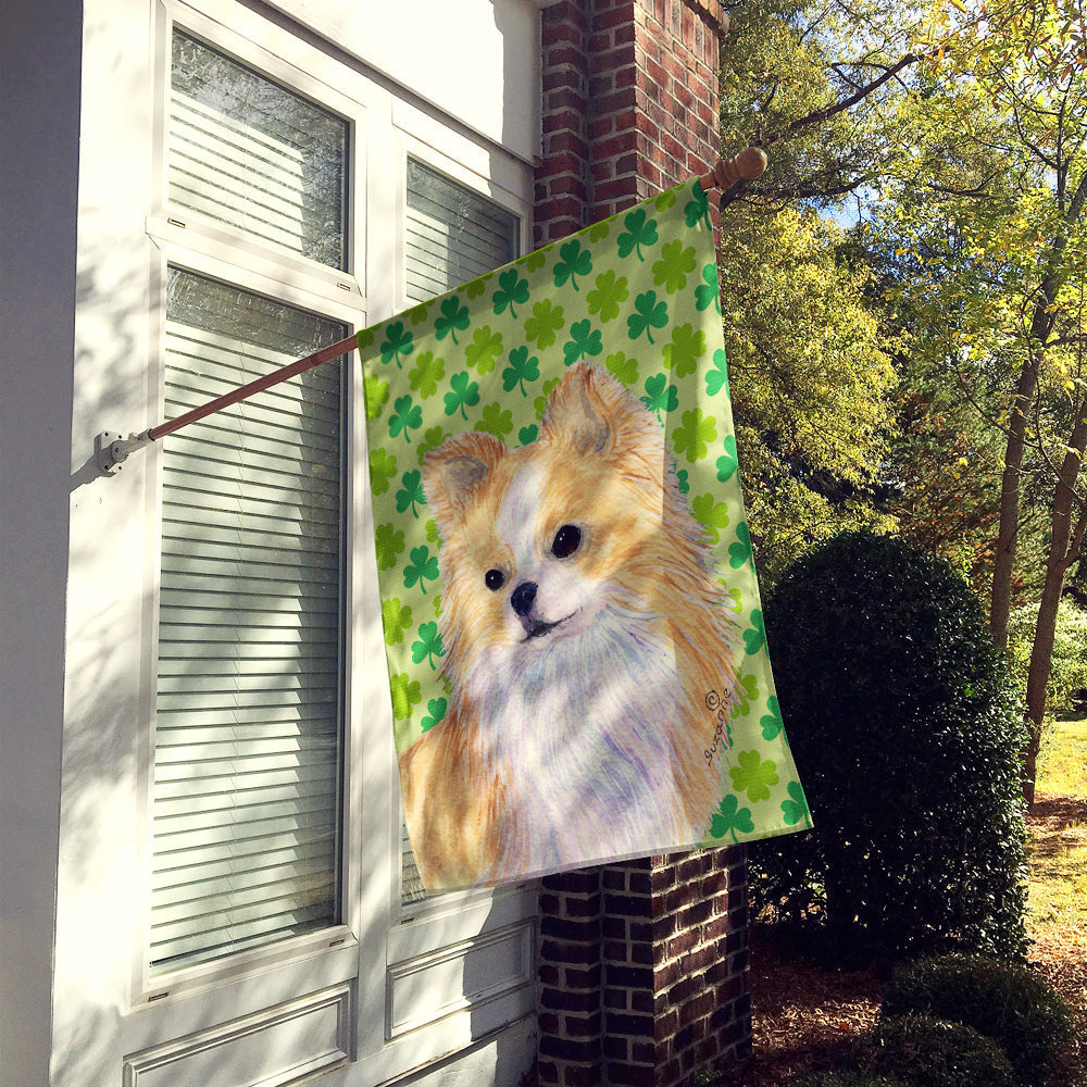 Chihuahua St. Patrick's Day Shamrock Portrait House Flag 28x40 Porch Sleeve Pole Decorative Outside Yard Banner Artwork Wall Hanging, Polyester