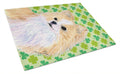 Chihuahua St. Patrick's Day Shamrock Portrait Cutting Board Tempered Glass Kitchen Cutting Surface, Heat Resistant Chopping, Non-Slip Feet, Food Prep & Serving