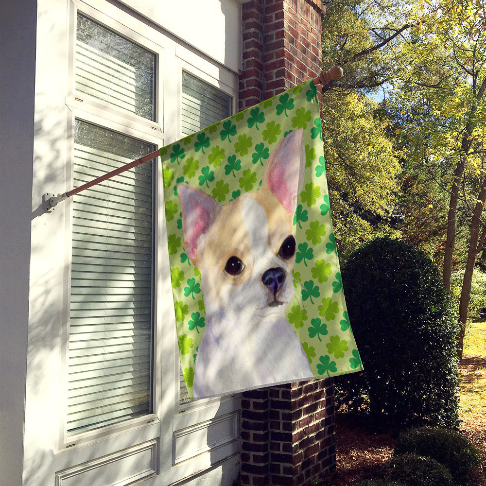 Chihuahua St. Patrick's Day Shamrock Portrait House Flag 28x40 Porch Sleeve Pole Decorative Outside Yard Banner Artwork Wall Hanging, Polyester