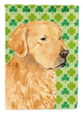 Golden Retriever St. Patrick's Day Shamrock Portrait House Flag 28x40 Porch Sleeve Pole Decorative Outside Yard Banner Artwork Wall Hanging, Polyester