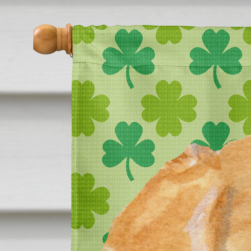 Golden Retriever St. Patrick's Day Shamrock Portrait House Flag 28x40 Porch Sleeve Pole Decorative Outside Yard Banner Artwork Wall Hanging, Polyester