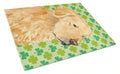 Golden Retriever St. Patrick's Day Shamrock Portrait Cutting Board Tempered Glass Kitchen Cutting Surface, Heat Resistant Chopping, Non-Slip Feet, Food Prep & Serving