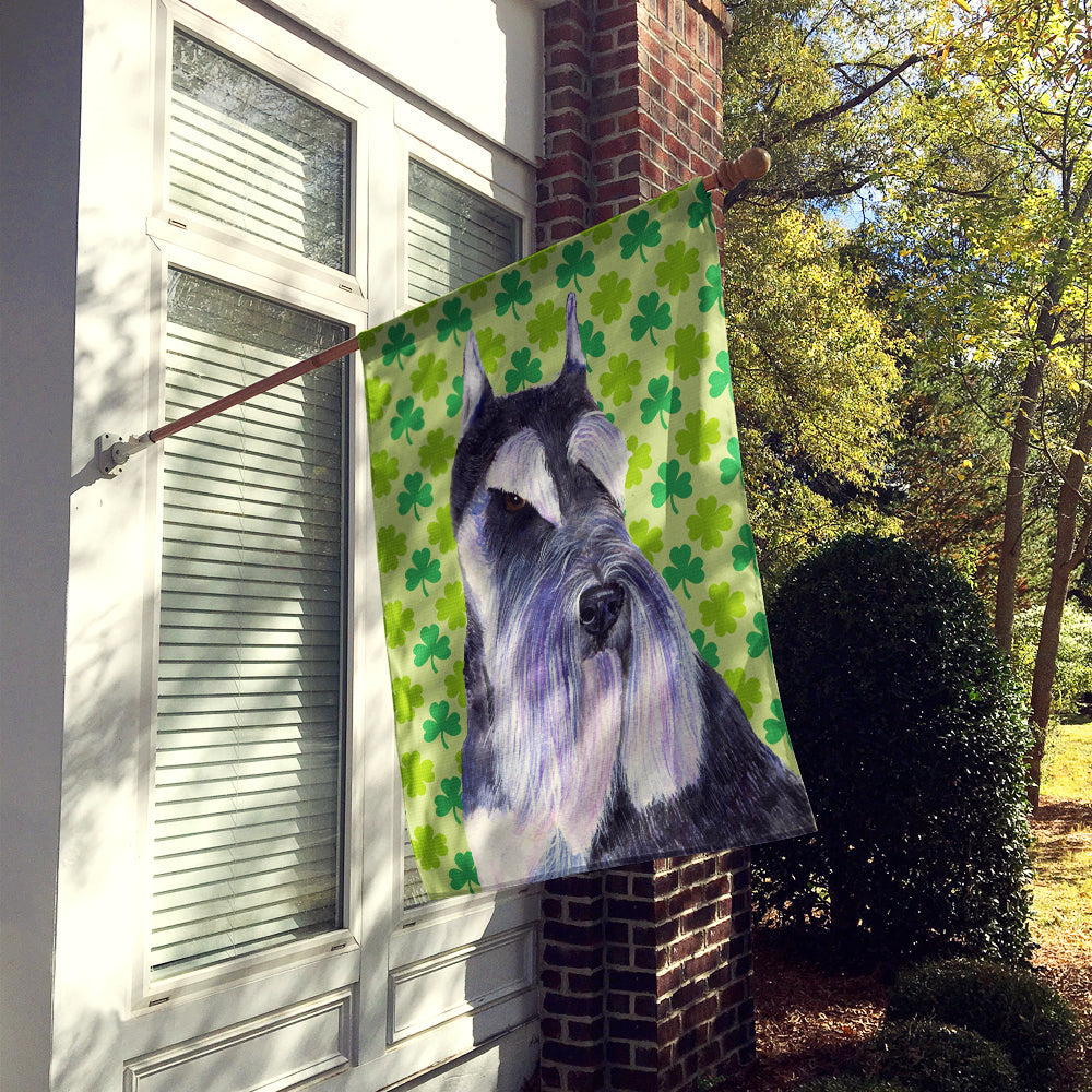 Schnauzer St. Patrick's Day Shamrock Portrait House Flag 28x40 Porch Sleeve Pole Decorative Outside Yard Banner Artwork Wall Hanging, Polyester