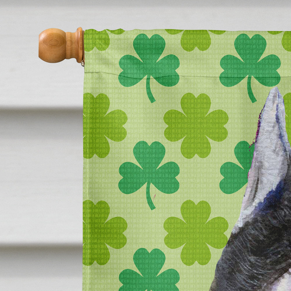 Schnauzer St. Patrick's Day Shamrock Portrait House Flag 28x40 Porch Sleeve Pole Decorative Outside Yard Banner Artwork Wall Hanging, Polyester