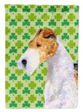 Fox Terrier St. Patrick's Day Shamrock Portrait House Flag 28x40 Porch Sleeve Pole Decorative Outside Yard Banner Artwork Wall Hanging, Polyester