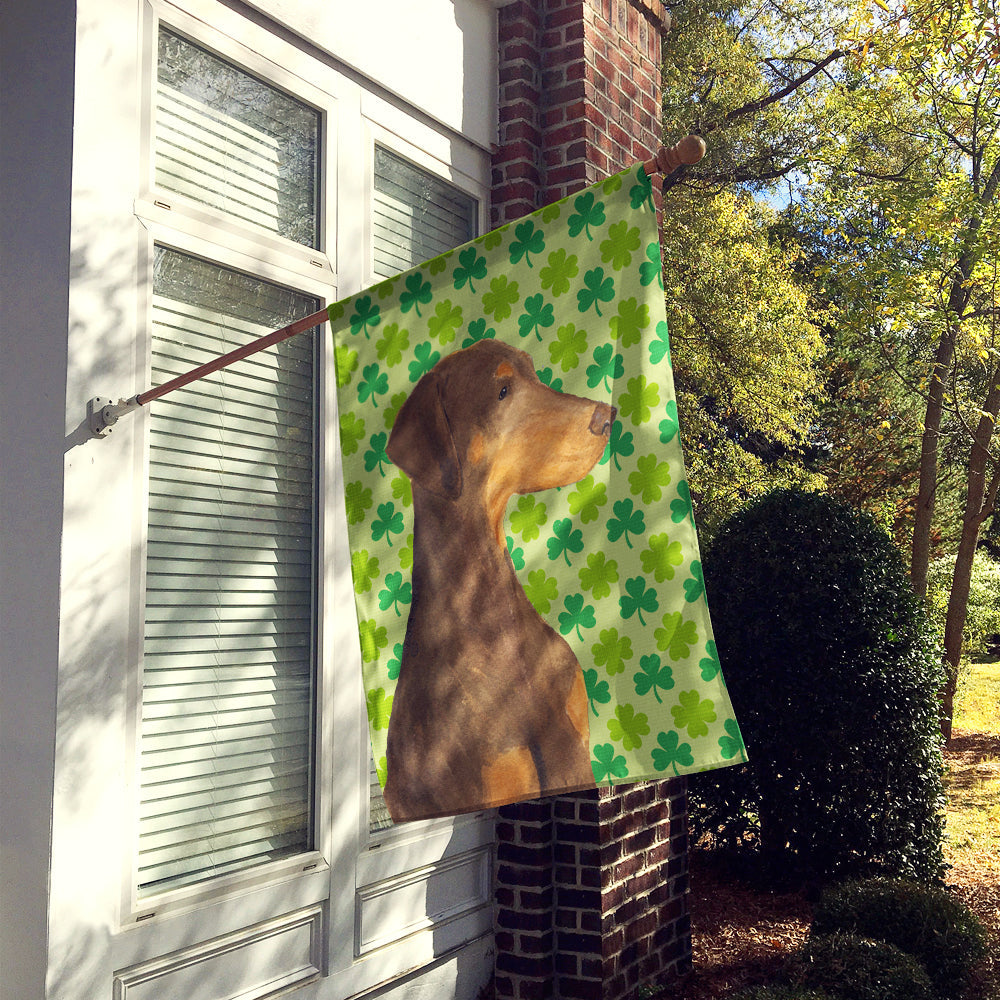 Doberman St. Patrick's Day Shamrock Portrait House Flag 28x40 Porch Sleeve Pole Decorative Outside Yard Banner Artwork Wall Hanging, Polyester