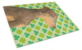 Doberman St. Patrick's Day Shamrock Portrait Cutting Board Tempered Glass Kitchen Cutting Surface, Heat Resistant Chopping, Non-Slip Feet, Food Prep & Serving