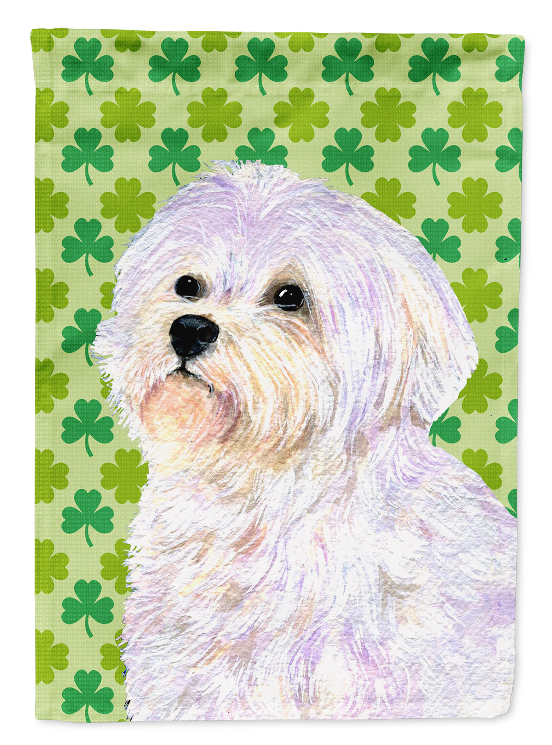 Maltese St. Patrick's Day Shamrock Portrait House Flag 28x40 Porch Sleeve Pole Decorative Outside Yard Banner Artwork Wall Hanging, Polyester