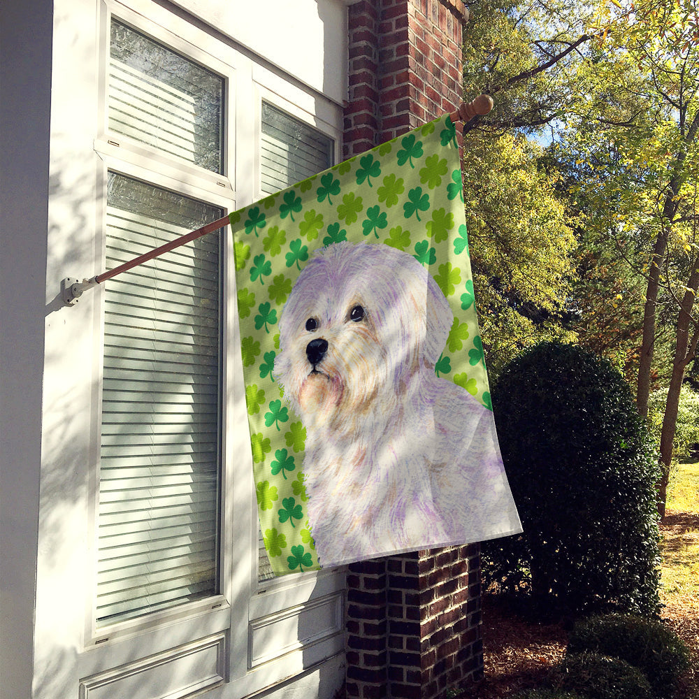 Maltese St. Patrick's Day Shamrock Portrait House Flag 28x40 Porch Sleeve Pole Decorative Outside Yard Banner Artwork Wall Hanging, Polyester