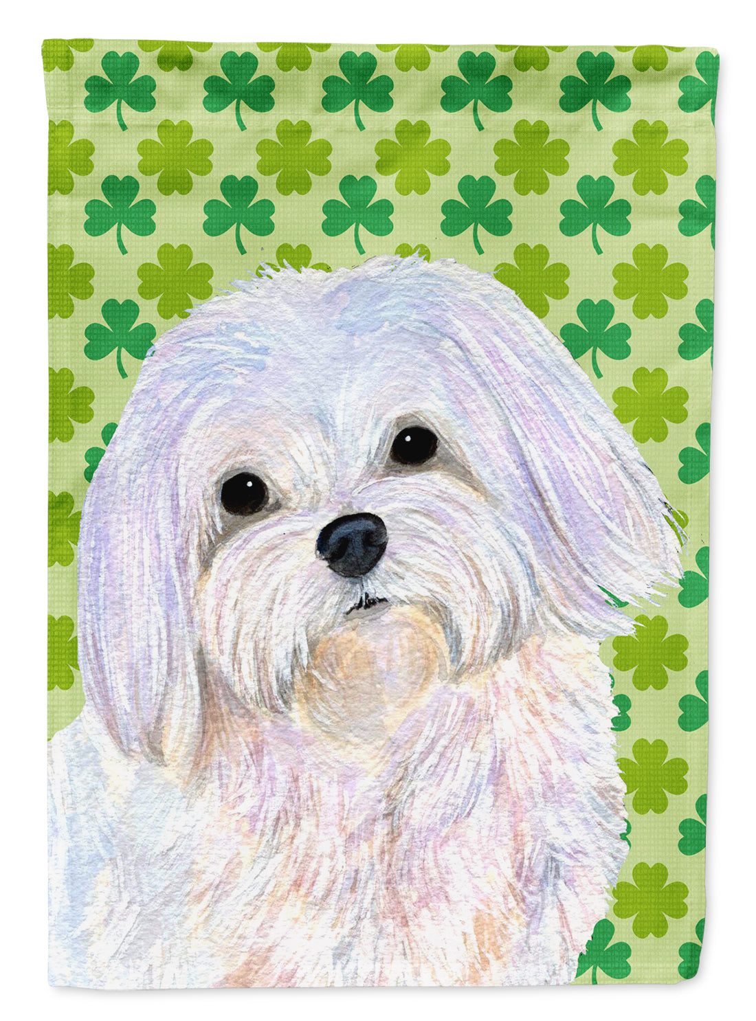 Maltese St. Patrick's Day Shamrock Portrait House Flag 28x40 Porch Sleeve Pole Decorative Outside Yard Banner Artwork Wall Hanging, Polyester