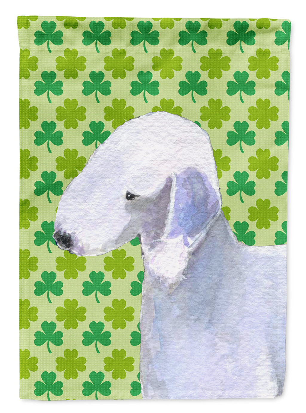 Bedlington Terrier St. Patrick's Day Shamrock Portrait House Flag 28x40 Porch Sleeve Pole Decorative Outside Yard Banner Artwork Wall Hanging, Polyester