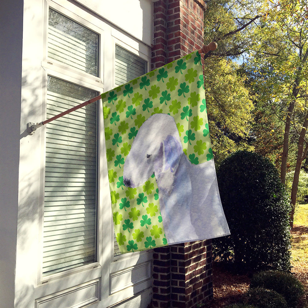 Bedlington Terrier St. Patrick's Day Shamrock Portrait House Flag 28x40 Porch Sleeve Pole Decorative Outside Yard Banner Artwork Wall Hanging, Polyester