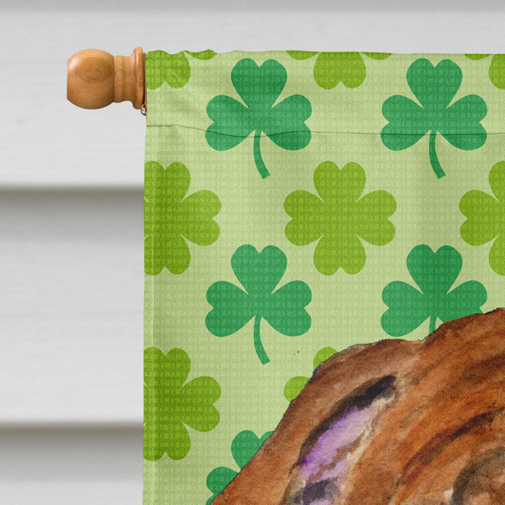 Bulldog English St. Patrick's Day Shamrock Portrait House Flag 28x40 Porch Sleeve Pole Decorative Outside Yard Banner Artwork Wall Hanging, Polyester
