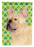 French Bulldog St. Patrick's Day Shamrock Portrait House Flag 28x40 Porch Sleeve Pole Decorative Outside Yard Banner Artwork Wall Hanging, Polyester