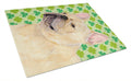 French Bulldog St. Patrick's Day Shamrock Portrait Cutting Board Tempered Glass Kitchen Cutting Surface, Heat Resistant Chopping, Non-Slip Feet, Food Prep & Serving