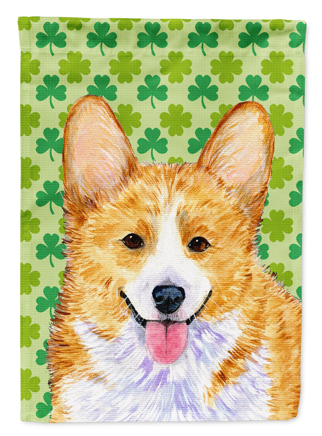 Corgi St. Patrick's Day Shamrock Portrait House Flag 28x40 Porch Sleeve Pole Decorative Outside Yard Banner Artwork Wall Hanging, Polyester