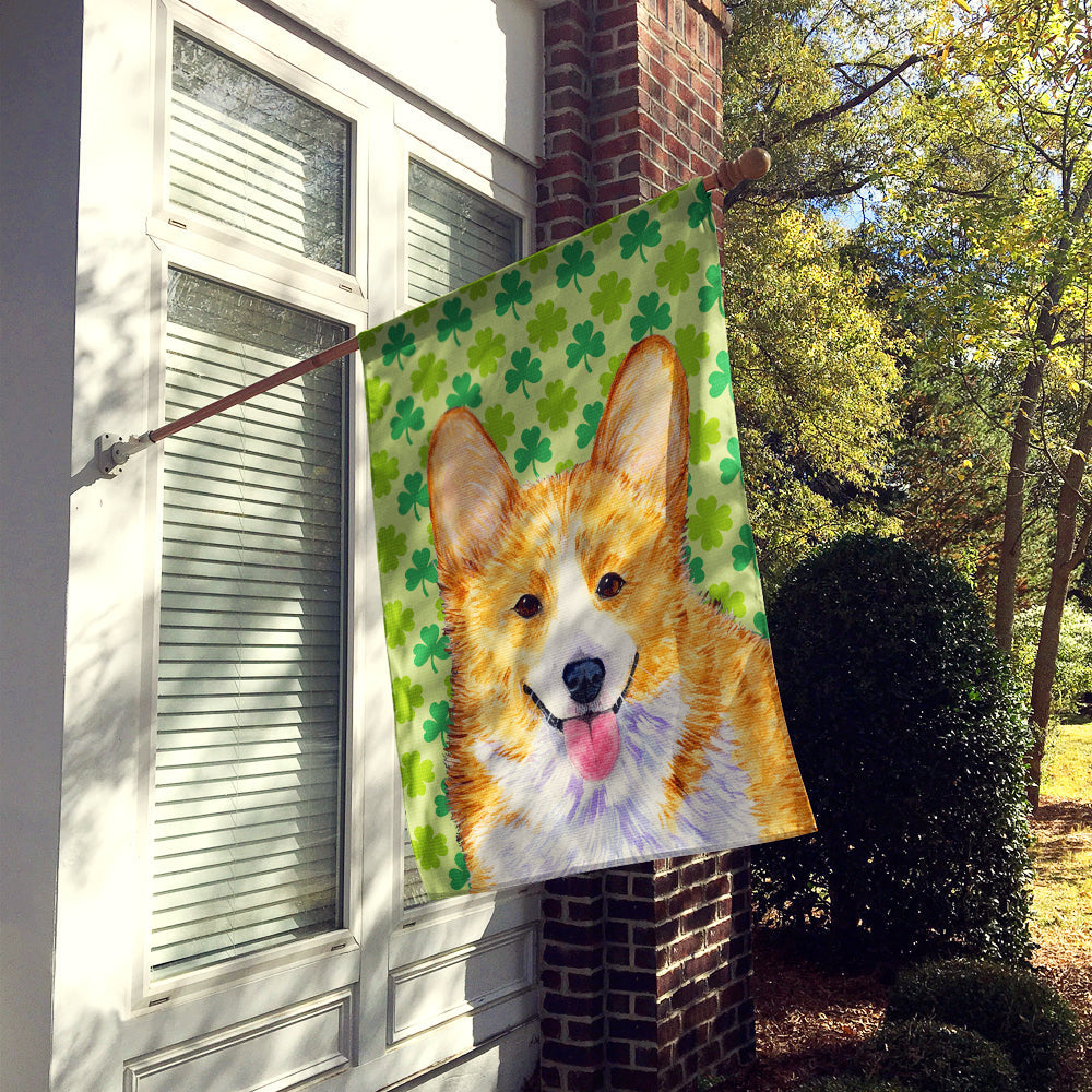 Corgi St. Patrick's Day Shamrock Portrait House Flag 28x40 Porch Sleeve Pole Decorative Outside Yard Banner Artwork Wall Hanging, Polyester