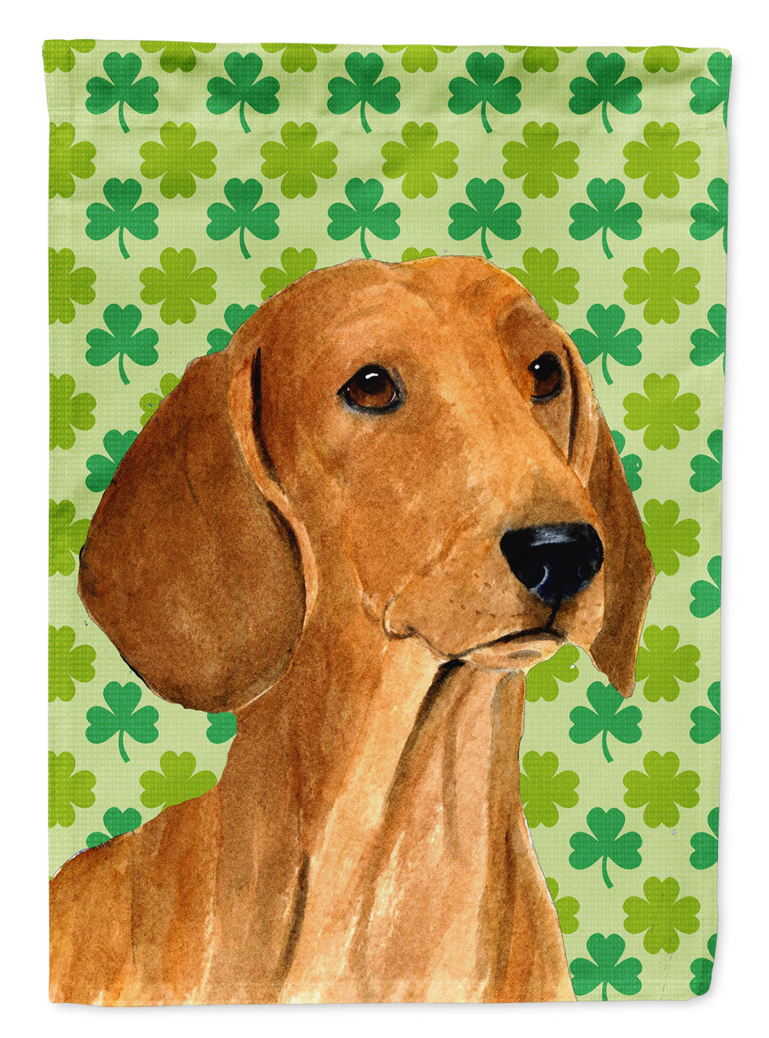 Dachshund St. Patrick's Day Shamrock Portrait House Flag 28x40 Porch Sleeve Pole Decorative Outside Yard Banner Artwork Wall Hanging, Polyester