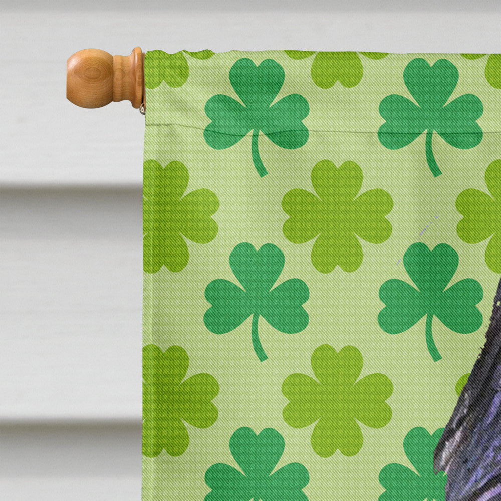 Briard St. Patrick's Day Shamrock Portrait House Flag 28x40 Porch Sleeve Pole Decorative Outside Yard Banner Artwork Wall Hanging, Polyester